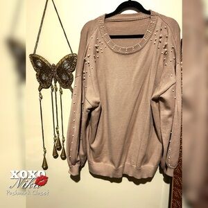 Pearl Tan Knit Sweater - Size 5XL oversize